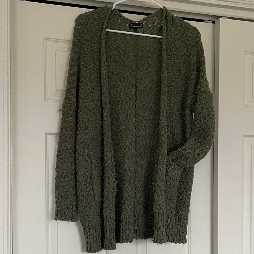 Racheal Olive Green Open-Front Women's Cardigan Sweater